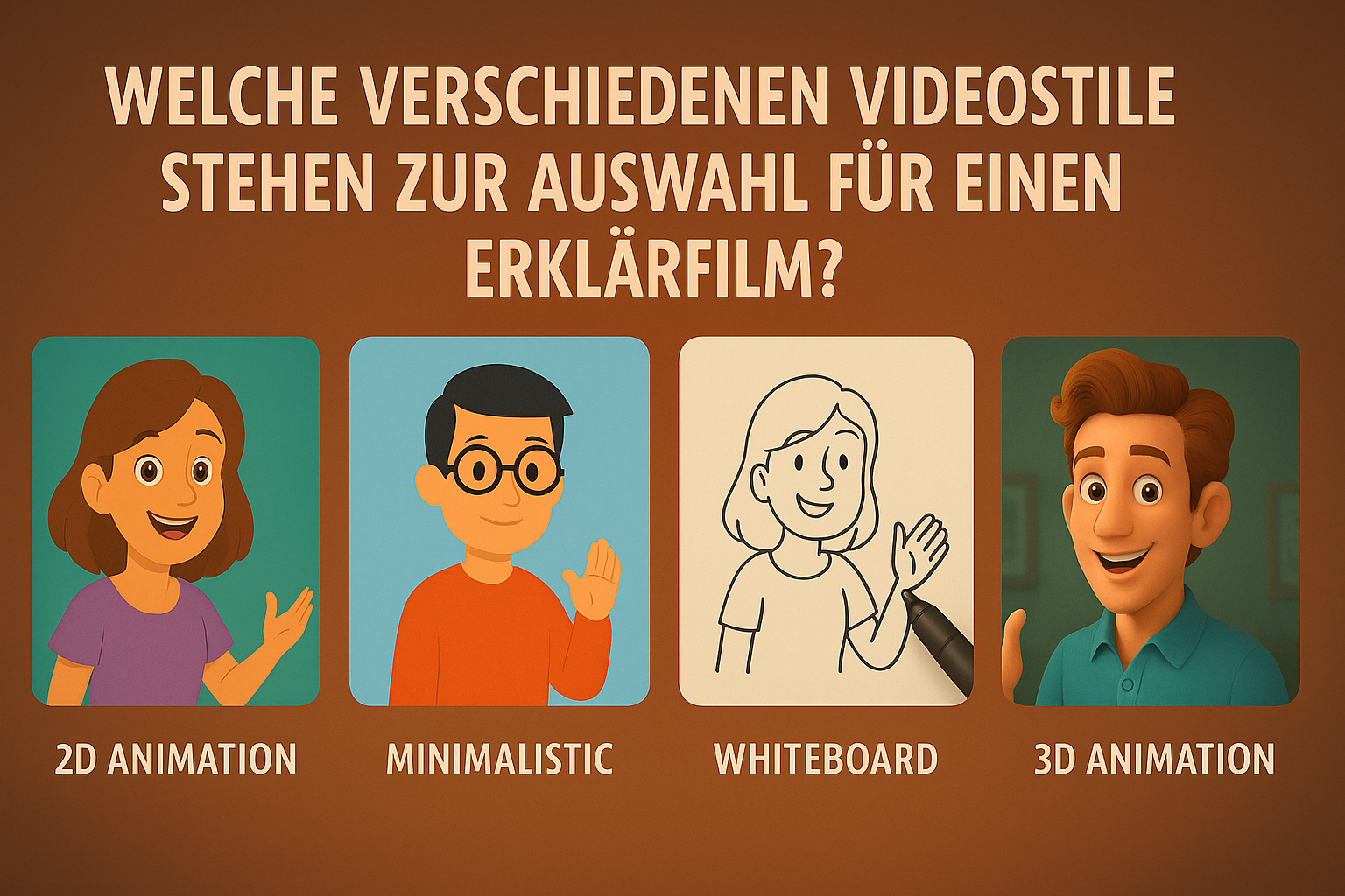 Welche verschiedenen Videostile stehen zur Auswahl für einen Erklärfilm?